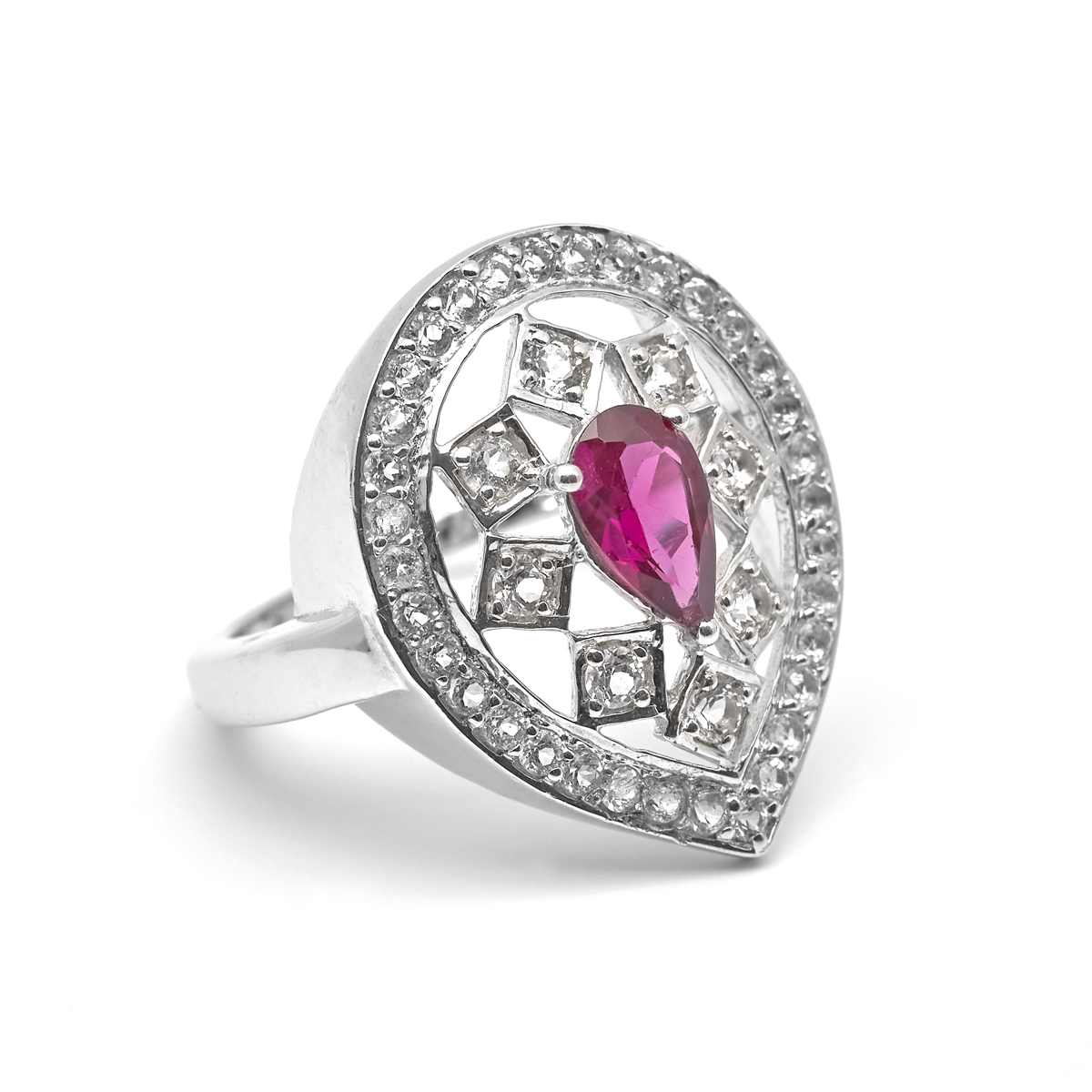 Bague rhodolite, topaze argent Josepha